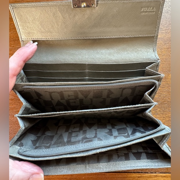 FURLA Long Flap-Style Continental Gold Tone Saffiano Leather Wallet - Picture 6 of 16